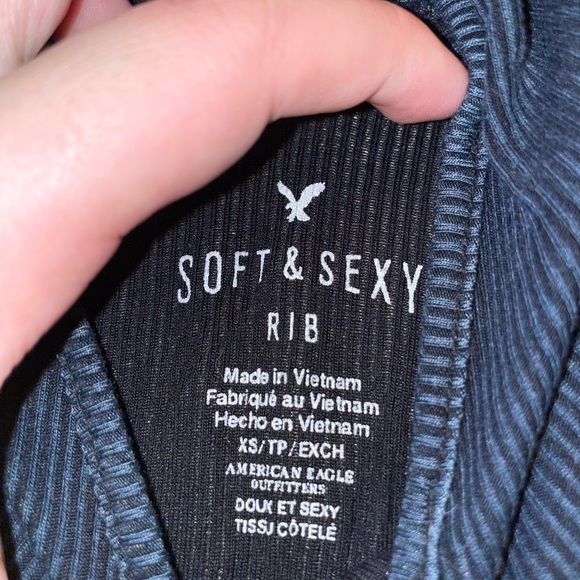 Navy blue American Eagle soft and sexy ribbed tank - Picture 2 of 3